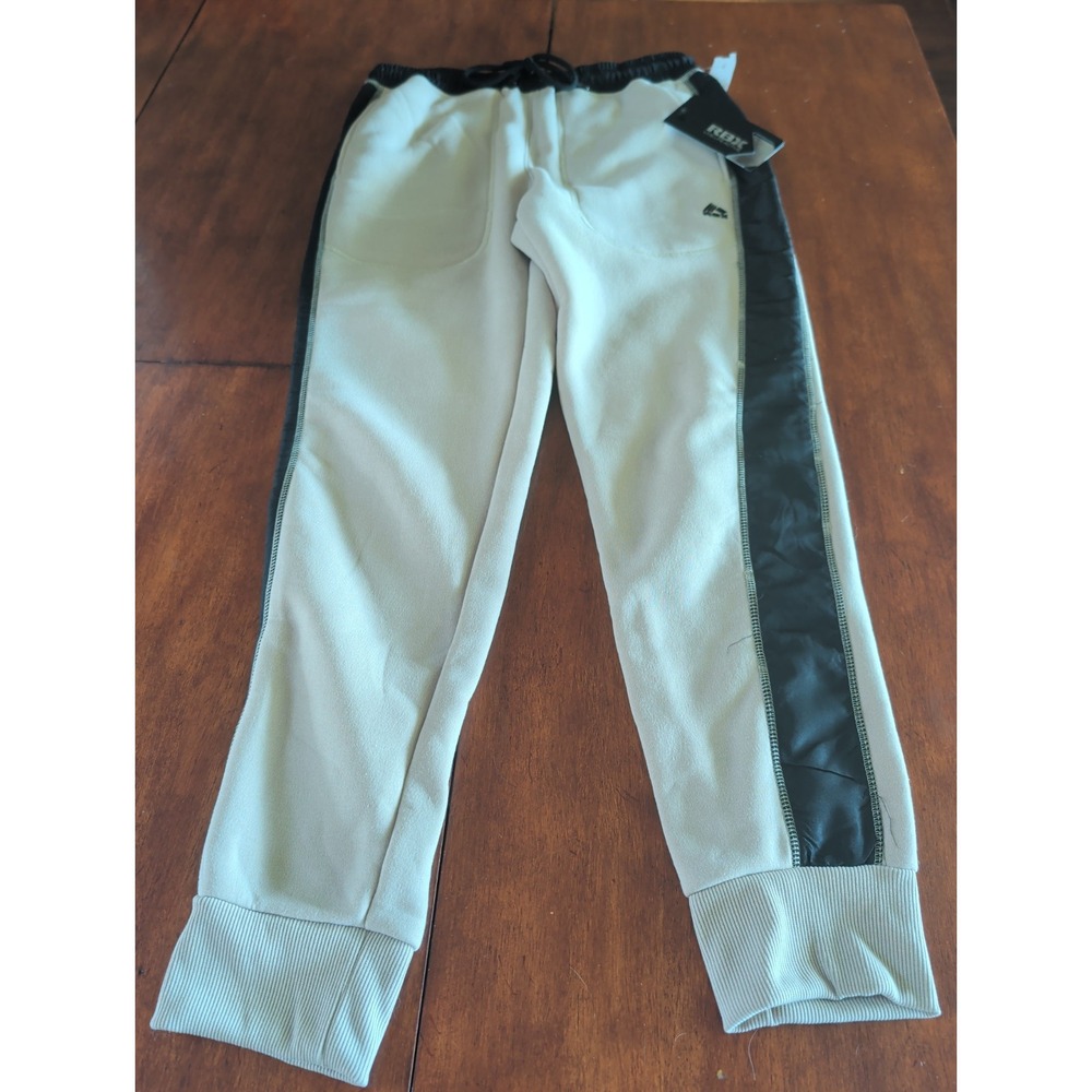 RBX men's medium tan W/ Black Stripe fleece lined casual pants Jogger Sweatpants